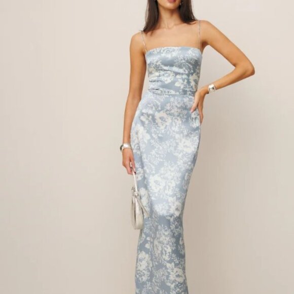 Reformation Frankie Long Silk Dress Porcelain Size 2 - Brand New with Tags - Picture 2 of 4